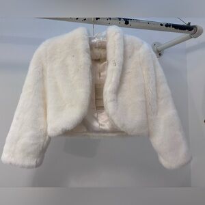 Cropped white faux fur jacket by Monsoon Bridal ~ SZ 2